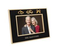 Happy Homewares 50th Anniversary Picture Frame in Matte Black with Brushed Gold Trim
