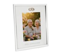 Happy Homewares 60th Anniversary Silver Plated 5x7 Picture Frame with Double Diamante Rings
