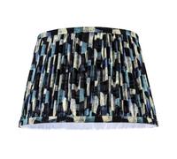 Happy Homewares Abstract Geometric Pleated Lamp Shade With Blue Toned Irregular Blocks