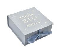 Happy Homewares Adorable Bambino Baby Blue Decorative Keepsake Box - Dream Big Little One - New-Born Baby Memento Box