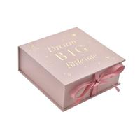 Happy Homewares Adorable Bambino Baby Pink Decorative Keepsake Box - Dream Big Little One - New-Born Baby Memento Box