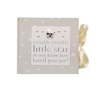 Happy Homewares Adorable Bambino Keepsake Photo Album with Pram Decoration - Twinkle Twinkle Little Star - 4" x 6" - Perfect for New Parents or a Baby Shower