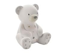 Happy Homewares Adorable Bambino White Resin Children's Decorative Keepsake Money Box - Teddy Bear- Perfect for a Little One Saving for a Rainy Day
