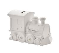 Happy Homewares Adorable Bambino White Resin Children's Decorative Keepsake Money Box - Train - Perfect for a Little One Saving for a Rainy Day
