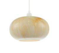 Happy Homewares Amber Tinted Alabaster Glass Pendant Shade with Marble Effect Finish