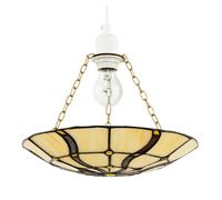 Happy Homewares Amber Toned Circular Tiffany Stained Glass Pendant Ceiling Light Shade