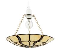 Happy Homewares Amber Toned Circular Tiffany Stained Glass Pendant Ceiling Light Shade
