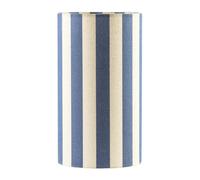 Happy Homewares Amparo Blue and Oatmeal Striped Linen Table Lamp with Fabric Base