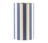 Happy Homewares Amparo Blue And Oatmeal Striped Linen Table Lamp With Fabric Base