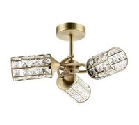 Happy Homewares Antique Brass Ceiling Light With Cylindrical Acrylic Beaded Shades