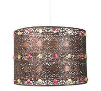 Antique Bronze Acrylic Gem Moroccan Style Chandelier Pendant Light Shade Fitting with Red and Amber Beads | 60w | 24cm Diameter | Quality Made Product by Happy Homewares