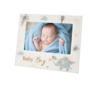 Happy Homewares Baby Boy Baby Picture Frame with Duck Egg Blue Elephant and Hearts