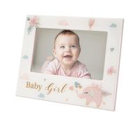 Happy Homewares Baby Girl Baby Picture Frame with Soft Pastel Pink Elephant and Hearts | 6x4 Picture Insert | For Table or Wall Hanging