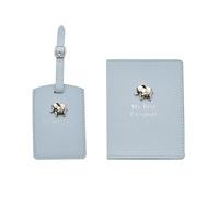 Happy Homewares Bambino Leatherette My First Passport Holder and Luggage Tag Set - Blue - Perfect for a Little Explorer