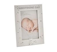 Happy Homewares Bambino Resin Keepsake Photo Frame with Teddy Bear Decoration - 4" x 6" - Christening Day - Perfect for A New-Born Sibling