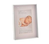 Happy Homewares Bambino Silver Metal Christening Photo Frame with Pink Mount - My Christening - 4" x 6" - Perfect for a Newborn