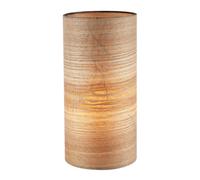 Happy Homewares Bamboo Wood Effect Table Lamp With Black Woodland Trees Inner Lining