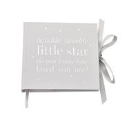 Happy Homewares Beautiful Bambino Baby Keepsake Grey Photo Album - 4" x 6" - Twinkle Twinkle Little Star Do You Know How Loved You are? - Perfect for a New-Born Baby