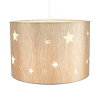 Happy Homewares Beautiful Beige Linen Childrens/Kids Pendant/Lamp Shade with Laser Cut Stars Creates Wonderful Effect on The Walls