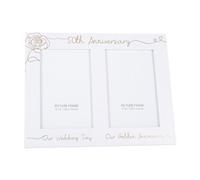 Happy Homewares Beautiful Double Picture Frame for 50th Wedding Anniversary - Gold Foil Text