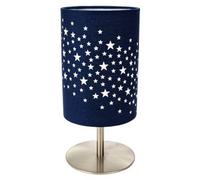 Happy Homewares Beautiful Stars Decorated Children/Kids Midnight Blue Cotton Bedside Table Lamp
