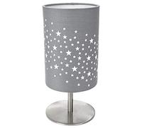 Happy Homewares Beautiful Stars Decorated Children/Kids Soft Grey Cotton Bedside Table Lamp Creates Stunning Effect Against The Wall | 23cm Height | 40w Maximum