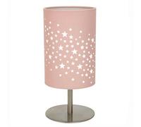 Happy Homewares Beautiful Stars Decorated Children/kids Soft Pink Cotton Bedside Table Lamp