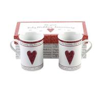 Happy Homewares Beautifully Designed 40th Ruby Anniversary Mug Set with Matching Gift Box