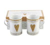 Happy Homewares Beautifully Designed 50th Golden Anniversary Mug Set with Matching Gift Box