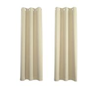 Happy Homewares Beige Eyelet Total Blackout Thermal Curtains - 46 X 63 Inch Drop - 2 Panel