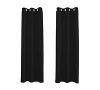 Happy Homewares Black Blackout Curtains - 66 x 72 Inch Drop - Elegant Eyelet Curtains with Thermal Insulation - 2 Panels for Bedroom or Living Room