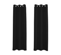 Happy Homewares Black Blackout Curtains - 66 x 72 Inch Drop - Elegant Eyelet Curtains with Thermal Insulation - 2 Panels for Bedroom or Living Room
