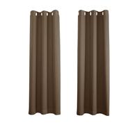 Happy Homewares Black Out Thermal Eyelet Curtains - Room Darkening Polyester 2 Panel Pair in Chocolate | Size: 168 cm width x 183 cm drop Happy Homewares Chocolate 168 cm width x 183 cm drop