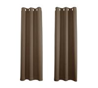 Happy Homewares Black Out Thermal Eyelet Curtains - Room Darkening Polyester 2 Panel Pair in Chocolate | Size: 168 cm width x 214 cm drop Happy Homewares Chocolate 168 cm width x 214 cm drop