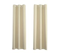 Happy Homewares Black Out Thermal Eyelet Curtains - Room Darkening Polyester 2 Panel Pair in Cream | Size: 168 cm width x 214 cm drop Happy Homewares Cream 168 cm width x 214 cm drop