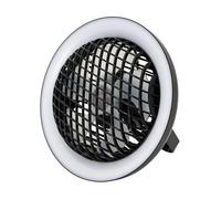 Happy Homewares Modern Rechargeable 3 Speed Desk Fan with LED Dimmable Halo Ring Light in Black Happy Homewares Black