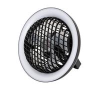 Happy Homewares Black Rechargeable 3 Speed Desk Fan with LED Dimmable Ring Light