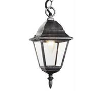 Happy Homewares Black/Silver Cast Aluminium IP44 Outdoor Hanging Lantern