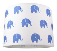 Happy Homewares Blue Elephants Little Ones/Kids White Cotton Fabric Bedroom Lamp or Pendant Shade | Size: 10 inches Happy Homewares White 10 inches