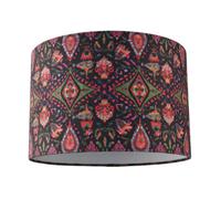 Happy Homewares Bohemian Kaleidoscope Cotton Lamp Shade with Green and Red Colouring