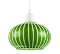 Happy Homewares Bright Emerald Green And White Striped Glass Pendant Lighting Shade