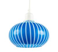 Happy Homewares Bright Royal Blue And White Striped Glass Pendant Lighting Shade