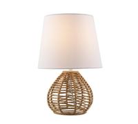 Happy Homewares Brown Twisted Paper Table Lamp with White Linen Fabric Drum Shade