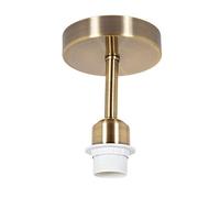 Happy Homewares Brushed Antique Brass Ceiling Light Fitting for Industrial Style Light Bulbs | 12cm x 17cm | Suitable for Lamp Shades with E27 Lamp Holder