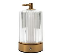Brushed Gold Rechargeable Touch Dimmable Table Lamp with Ribbed Shade Happy Homewares Gold One Size