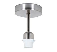 Happy Homewares Brushed Satin Nickel Ceiling Light Fitting for Industrial Style Light Bulbs | 12cm x 17cm | Suitable for Lamp Shades with E27 Lamp Holder