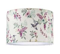 Happy Homewares Charming Botanical Woodland-Inspired Velvet Fabric Circular Lampshade