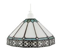 Happy Homewares Chic 1920s Shabby Chic Pendant Light Shade with Metal Scrollwork Decor | Size: 12 inches Happy Homewares Multicolor 12 inches