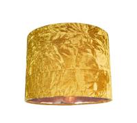 Happy Homewares Chic and On-Trend Ochre Mustard Crushed Velvet Fabric 8" Table or Pendant Drum Lampshade with Shiny Copper Inner - 40watt Maximum | Perfect for Residential or Commercial