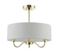 Happy Homewares Chic Chandelier Semi Flush Ceiling Light In Polished Gold With Shade